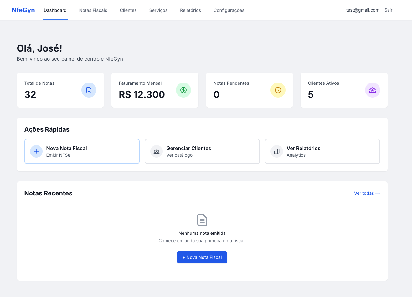 Exemplo de tela do NfeGyn